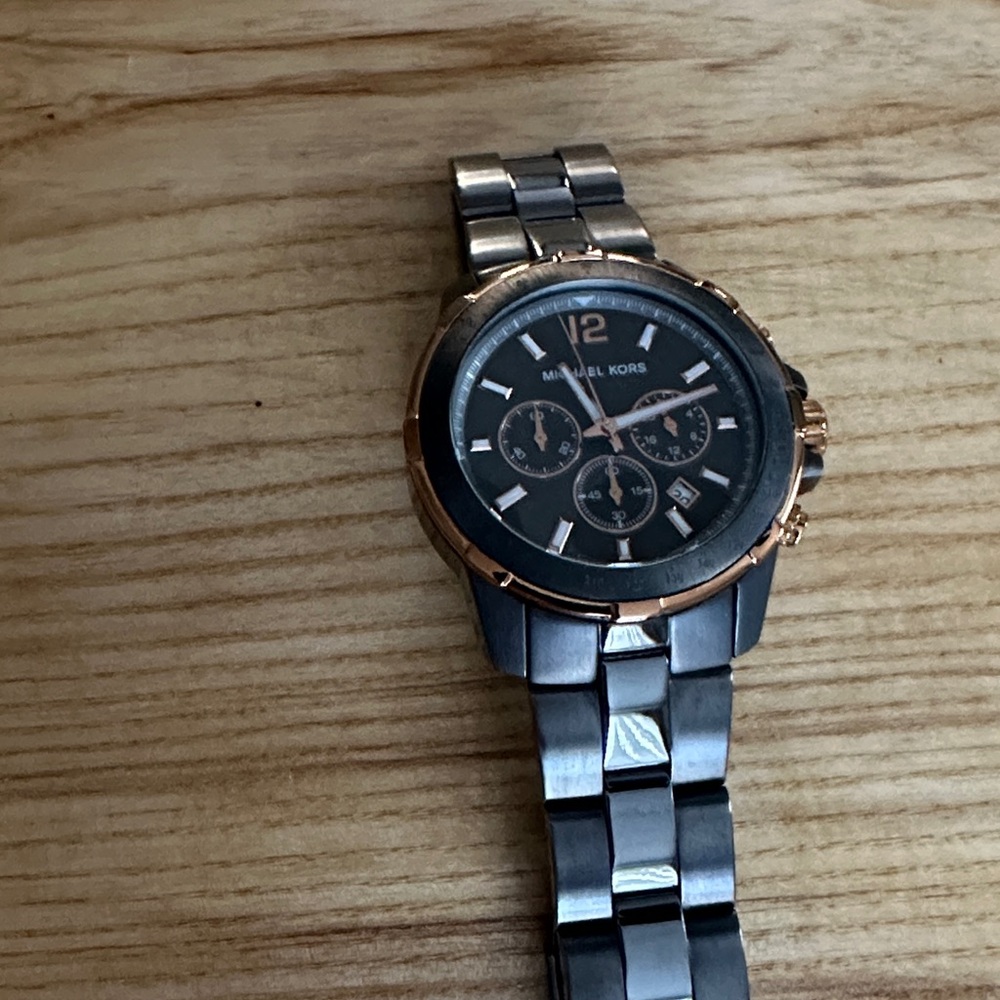 Michael Kors Silver and Black Men's Watch